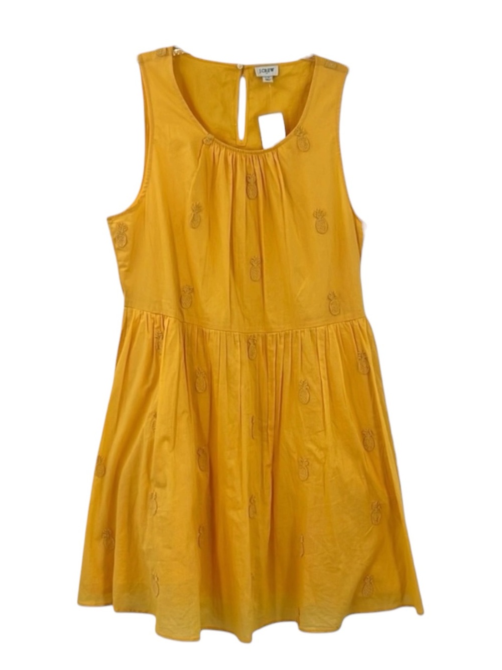 NWT’S J Crew women’s size 14 Yellow Pineapple Embroi mini dress.
